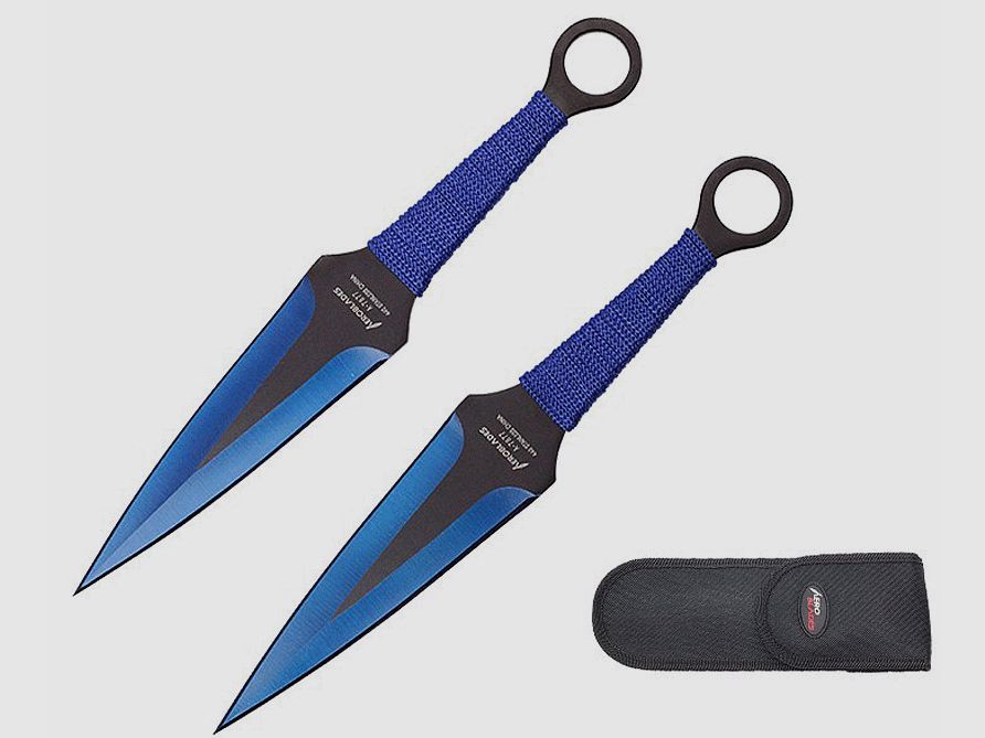 Kunai 2er Set Wurfmesser blau