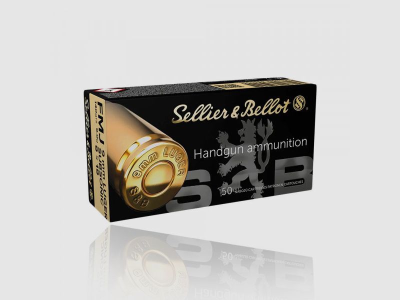 SELLIER & BELLOT SUBSONIC FMJ - 140GRS. - 9MM LUGER