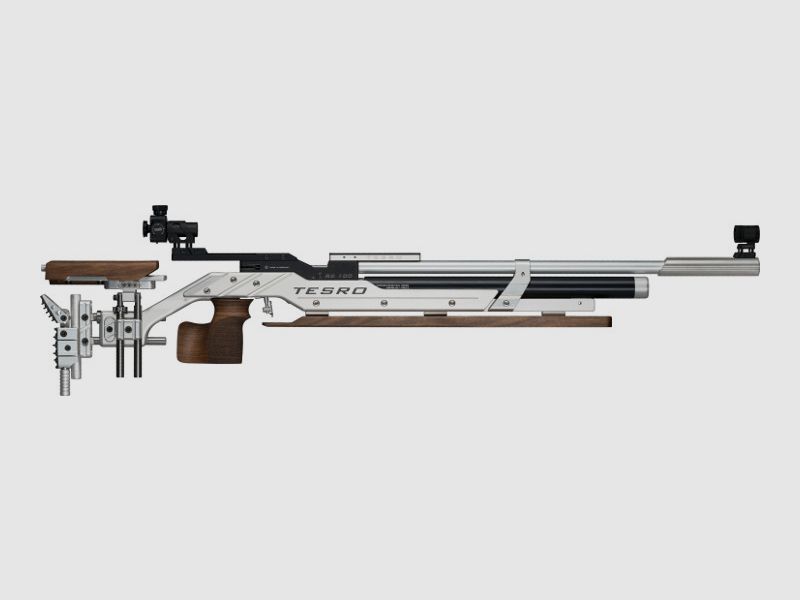 Tesro RS 100 SIGNUM Steun Plus zilver/walnoot rechts luchtgeweer wedstrijd