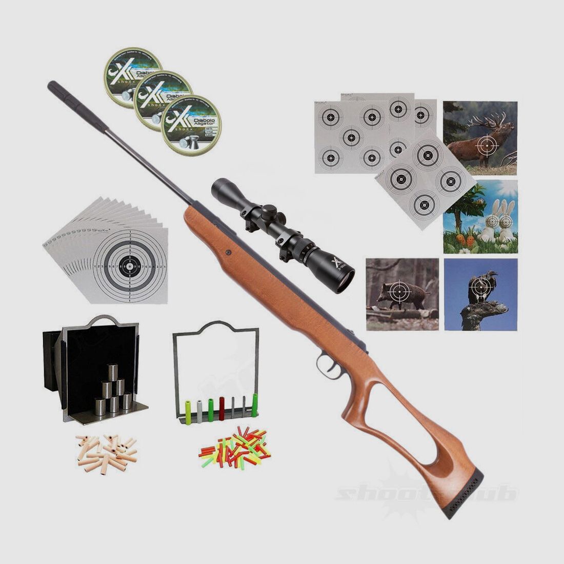 shoXx XS25SF Kipplauf Luftgewehr 4,5 mm Diabolo Supertarget Set