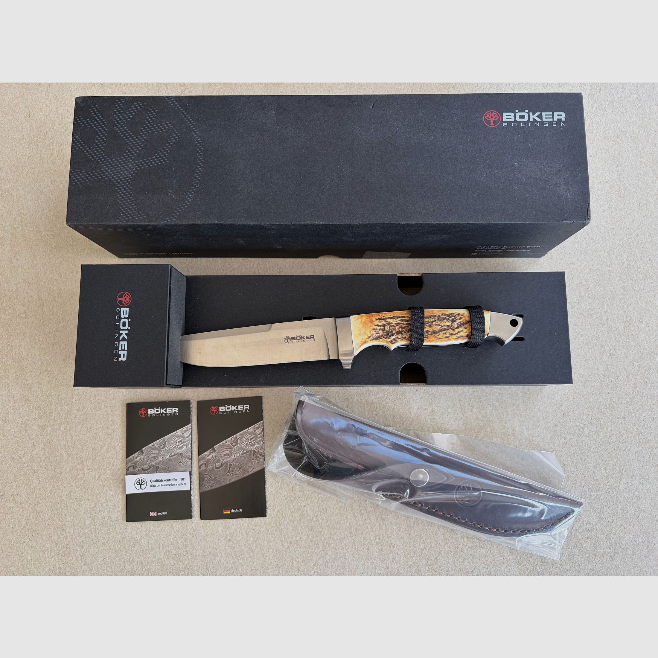 Böker Vollintegral 2.0 Stag Horn | New | OVP | Leather Sheath | Made in Germany