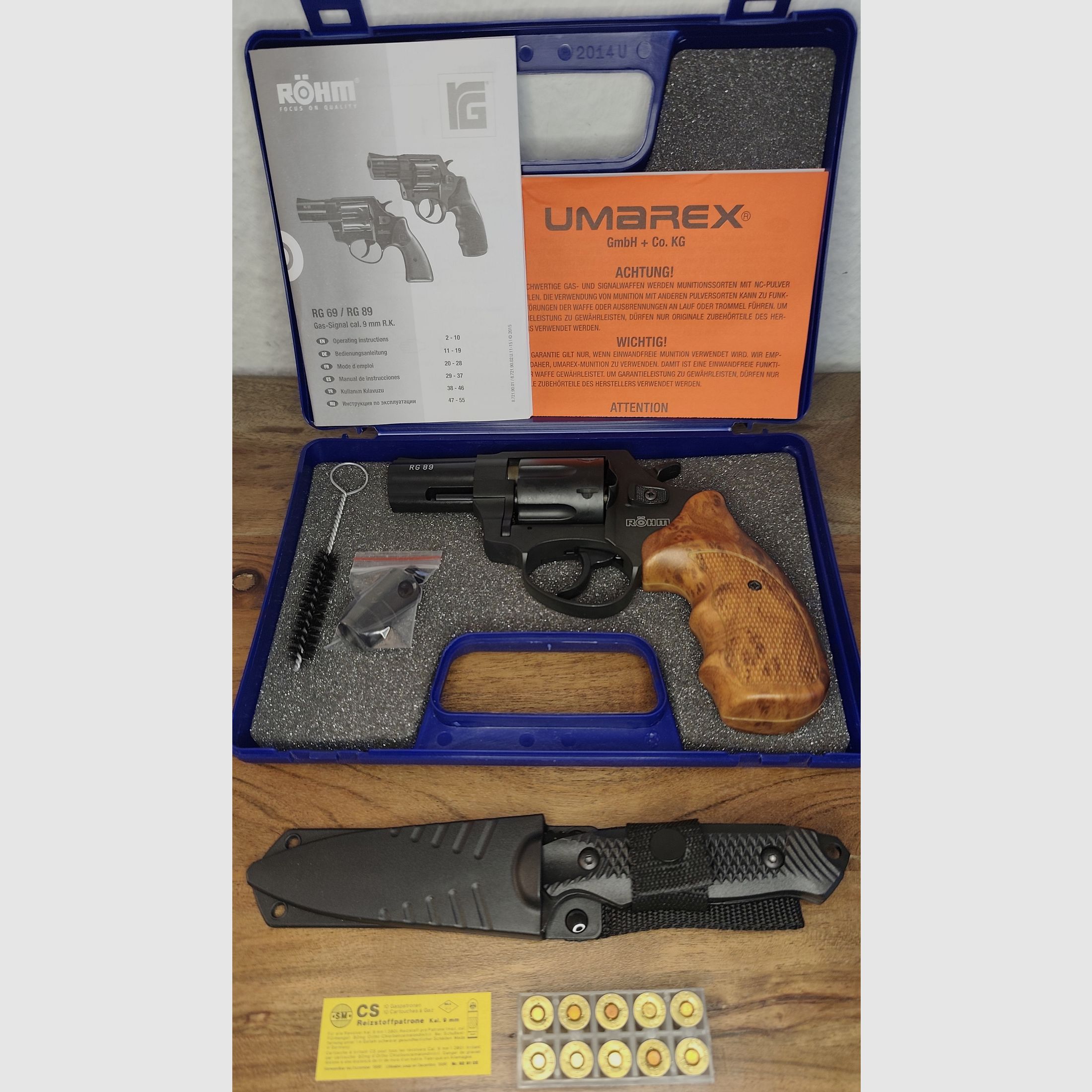 Röhm RG 89 !!Laden Neu!! PTB 976 + 10 Schuss CS Gas+ Jagd&Angelmesser