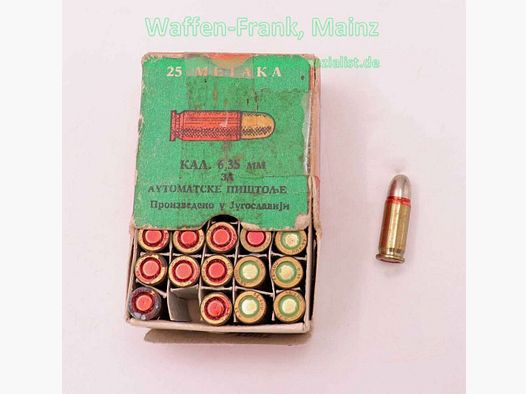 Jugosłowiańska nieznana amunicja pistoletowa 6,35mm Browning/.25ACP
