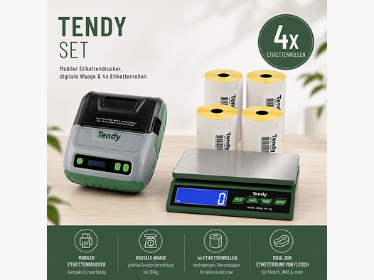 Tendy Game Processing Set 1 (Table Scale + Label Printer including Labels)