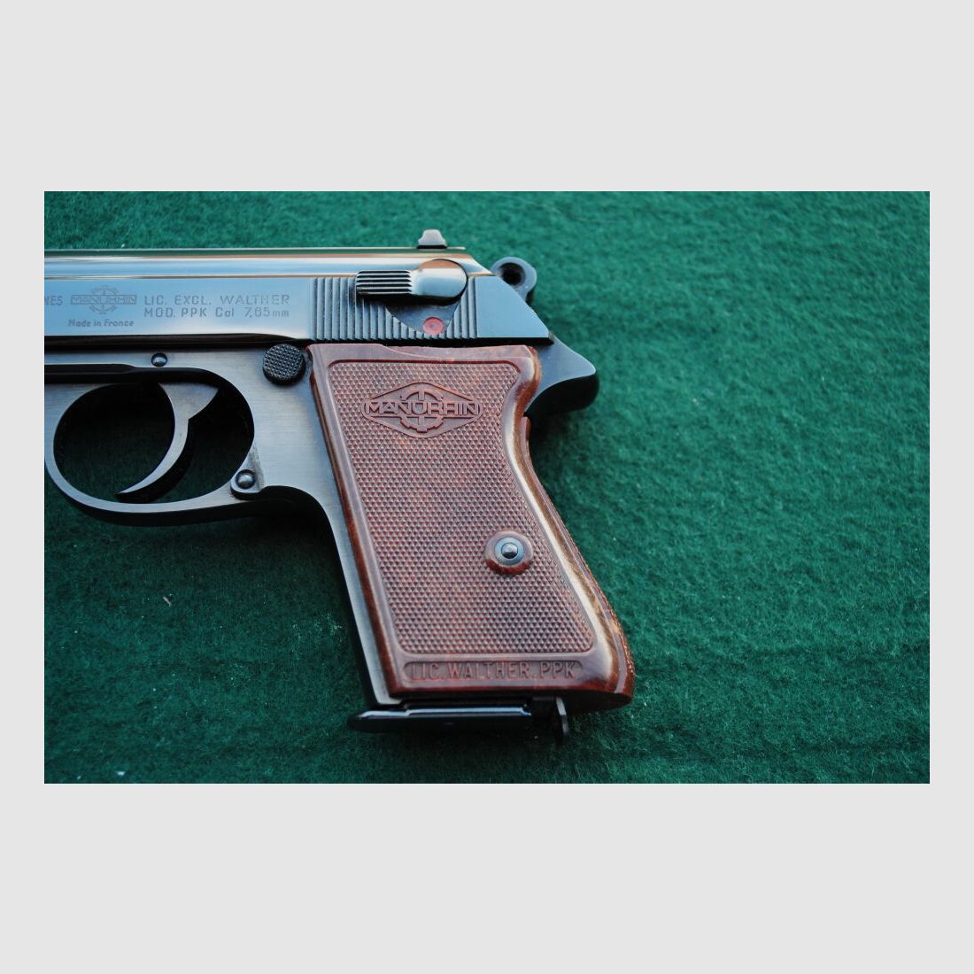 Walther PPK von Manuhrin, Stahlgriffstück, OVP mit Schussbild