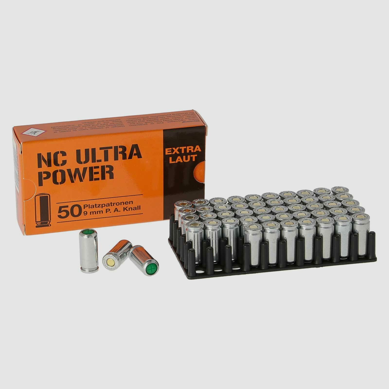 NC Ultra Power Platzpatronen 9 mm P.A.K. - 50 Schuss (P18)