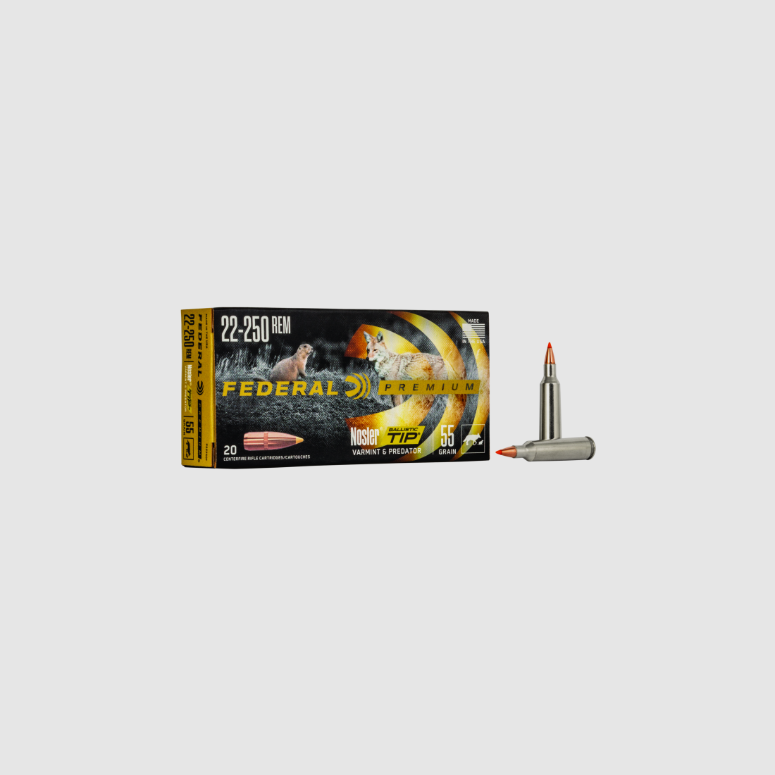 Federal Premium .22-250 Rem. 55gr. Nosler Ballistic Tip V Shock