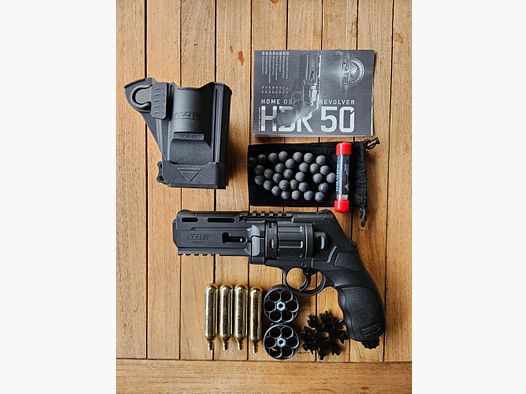Home Defense Revolver P2P HDR 50, .50, CO₂, 7,5 Joule mit viel Zubehör