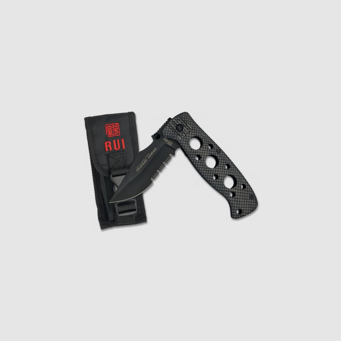 RUI taktisches Taschenmesser Titan beschichtet mit Etui