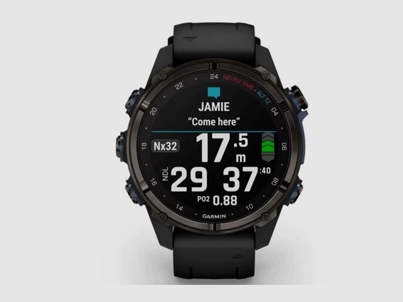 GARMIN DESCENT MK3si | Titan mit DLC-Beschichtung in Anthrazit - schwarze Silikonarmband, Bild 7 von 13