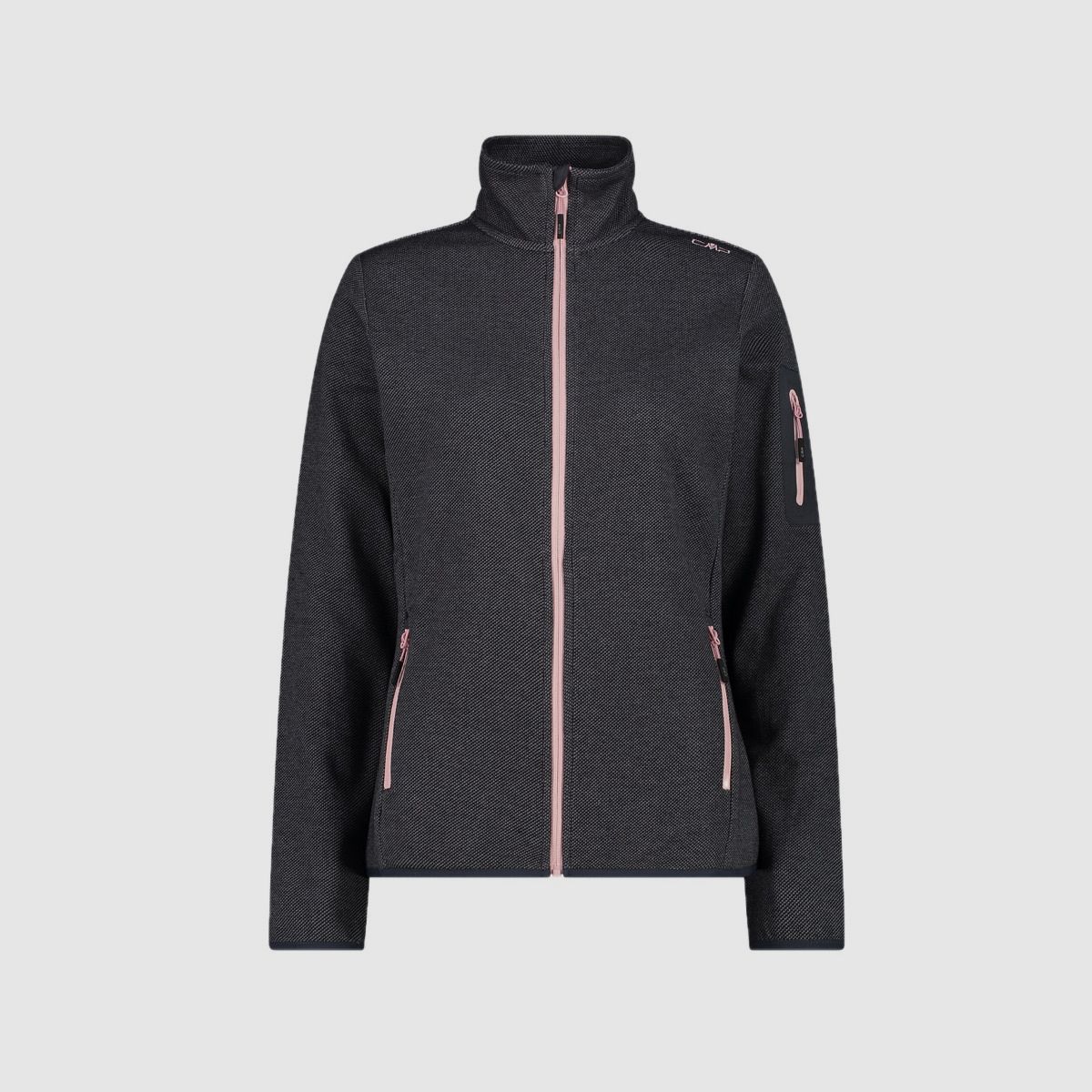 Kurtka damska CMP Knit-Tech-Fleece z wewnętrzną warstwą z siateczki Nero Graffite