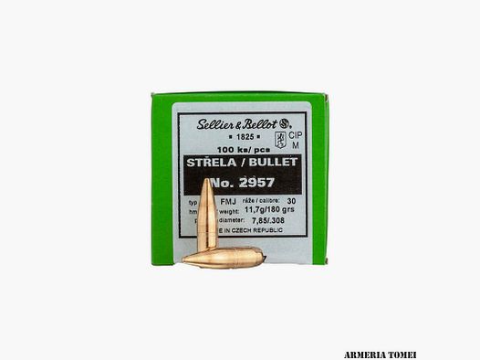 PALLE DA RICARICA – SELLIER & BELLOT – PALLE CAL. 30/308/30-06 FMJ 11,7G | 180 GRS (100 PZ.) -2957