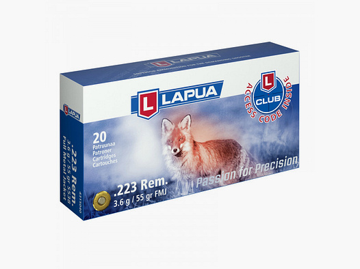 LAPUA .223REM FMJ BÜCHSENPATRONEN - 55GRS. - 20 PATRONEN