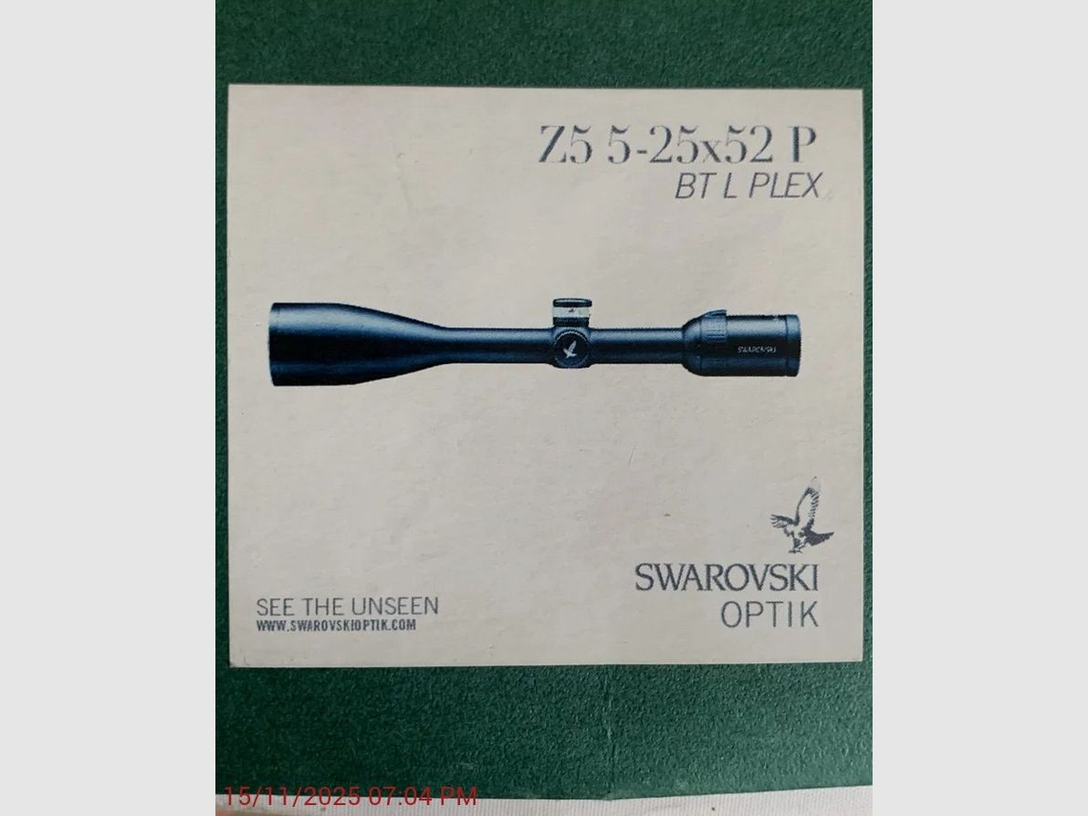 Swarovski Z5 5-25x52 P rifle scope