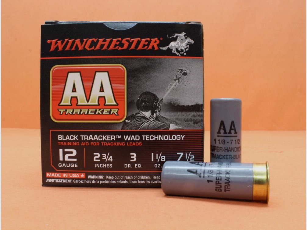 Winchester Patrone 12/70 Winchester 32g 2,4mm/ No.7,5 12x VE 25 = 300 Patronen (TRAACKER) schwarz