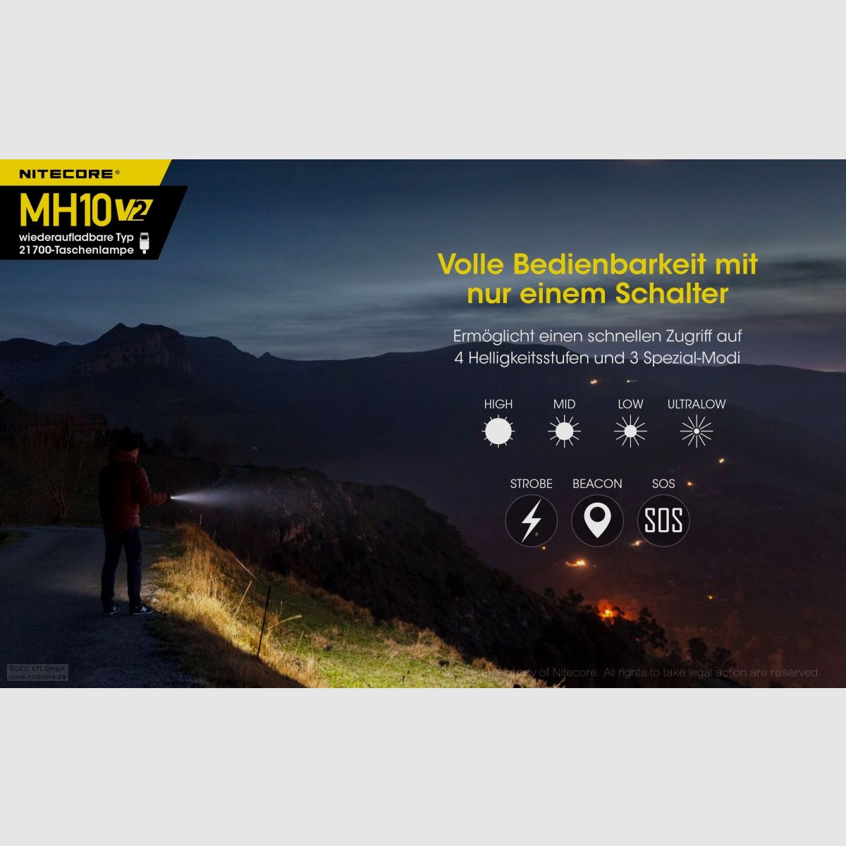 Nitecore MH10V2 Taschenlampe MH10 V2 1200 Lumen