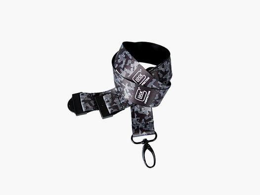 Glock Porte-clés/Lanyard - Noir Camouflage Pistolet Satin - Mousqueton en Métal