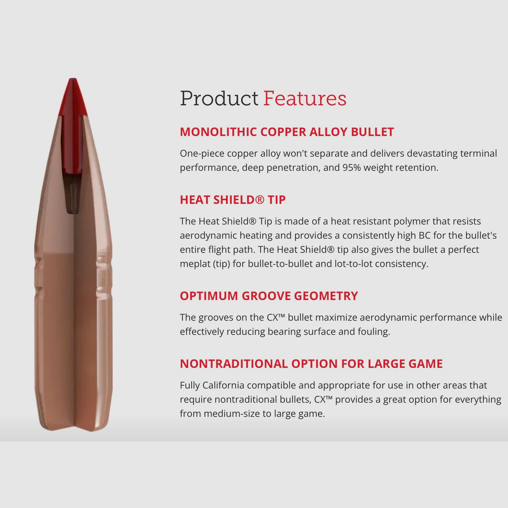 Hornady 2016259 .223 Rem. Superformance® CX 3.2g 50grs. lead-free rifle ammunition