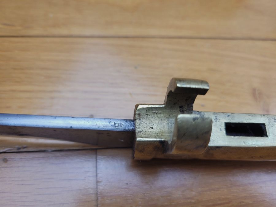Mooie en zeldzame Duitse vervangingsbayonet messing handvat 1914-1918 – EB21 – Met schede – TBE+, afbeelding 9 van 9