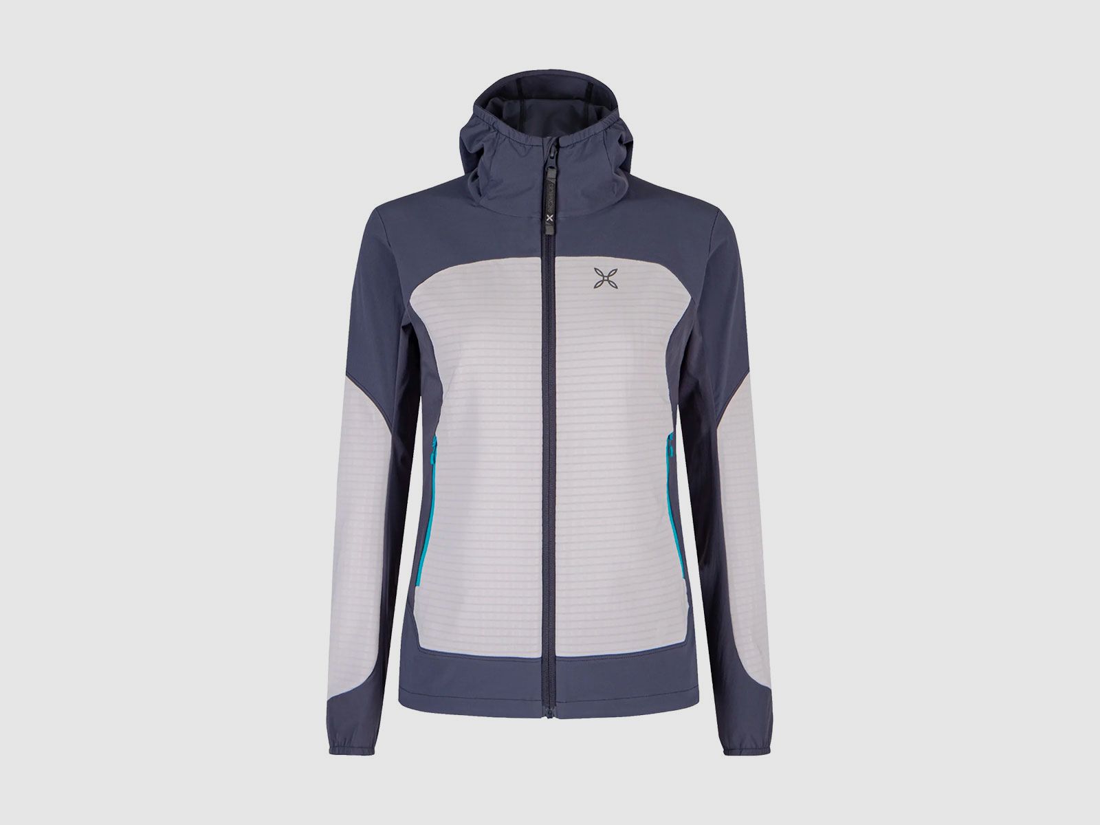 JACK – MONTURA -DAMES – SEED HOODED JACKET DAMES ATHLETIC FIT Quiet Grey / Graphite Blue, afbeelding 1 van 3