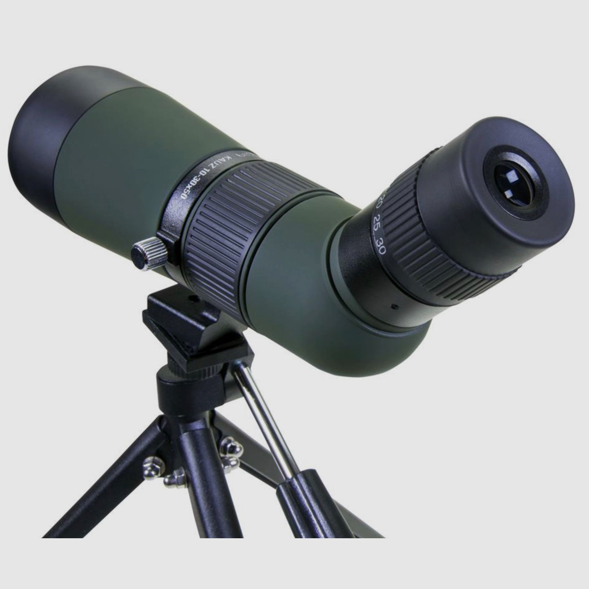 Exhibitor DÖRR 538245 Zoom Spotting Scope Owl 10-30x50 Angled View with Table Tripod and Bag V430