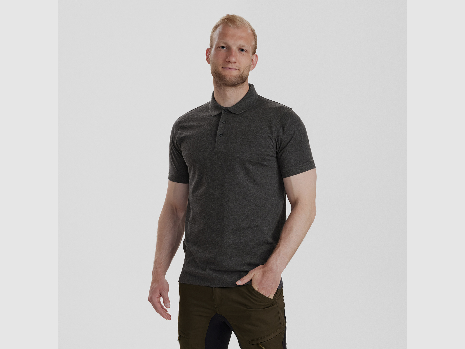 Gunnar Polo Hemd - Dark Grey melange – Größe: S