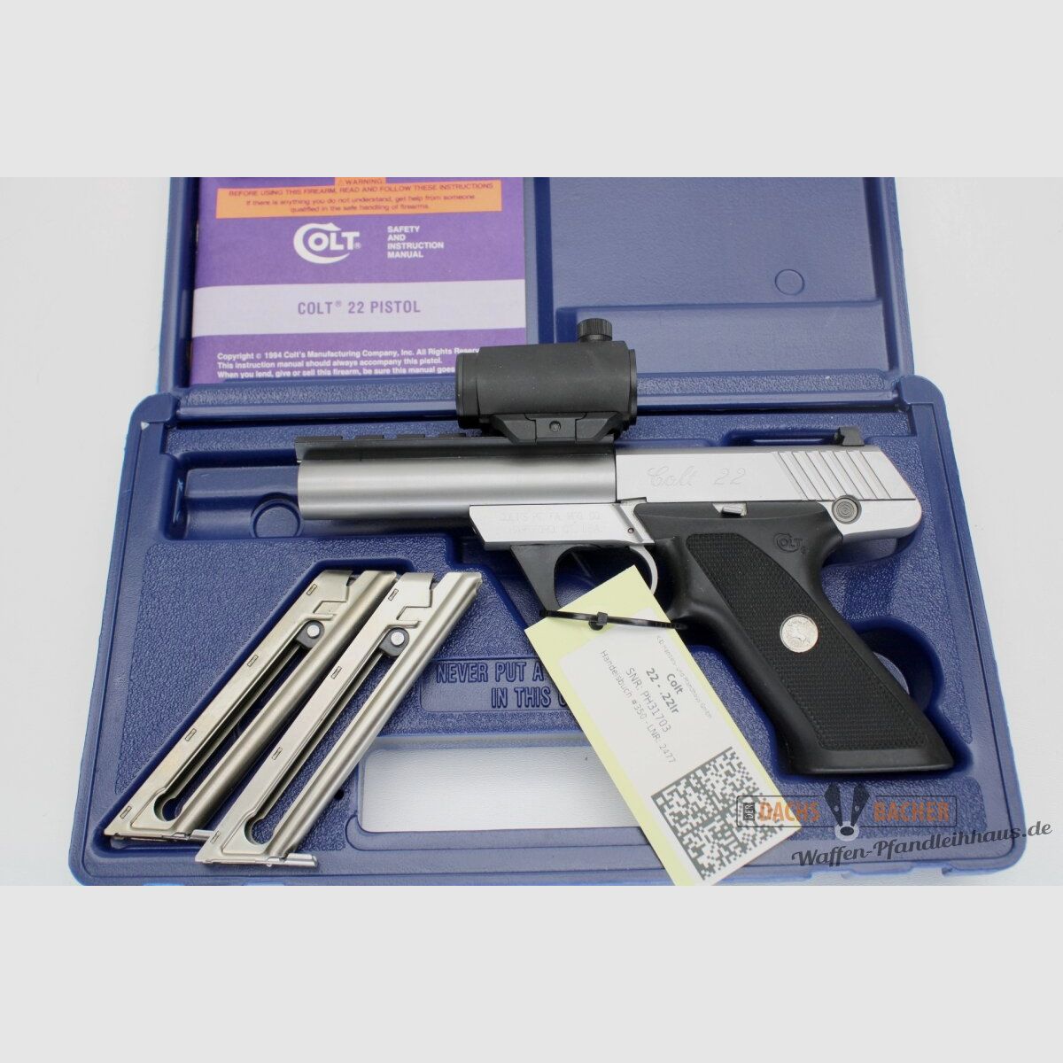 Pistola Colt 22 cal. .22lr con mirino Sutter WB2477, immagine 1 di 3