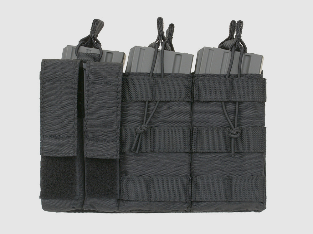 Triple 5.56 Mag/Pistol Pouch Panel (5 plus 2) - Black