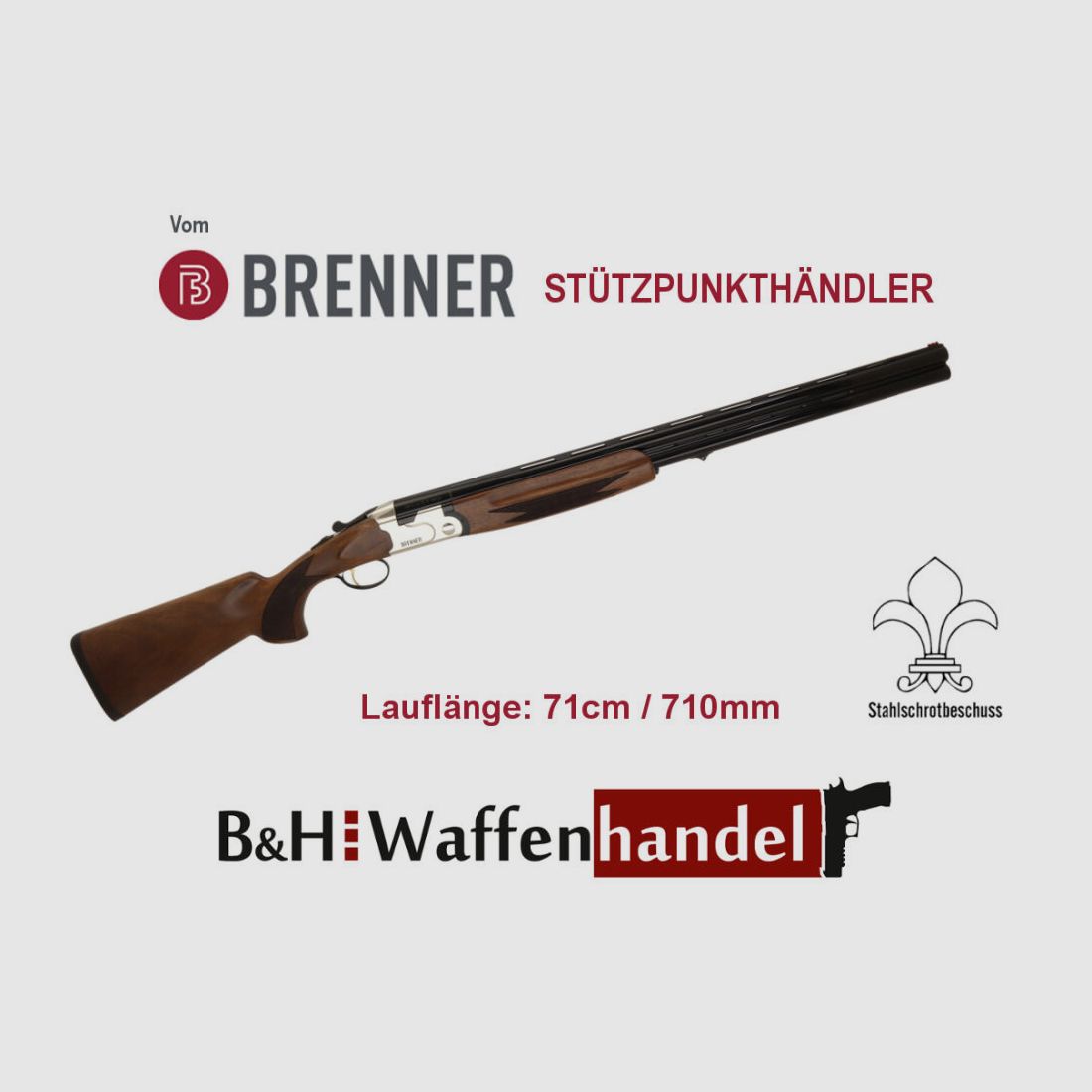 Brenner BF18 Silver (White) / BF 18 Silber LL 71cm Bockflinte - Stahlschrotbeschuss