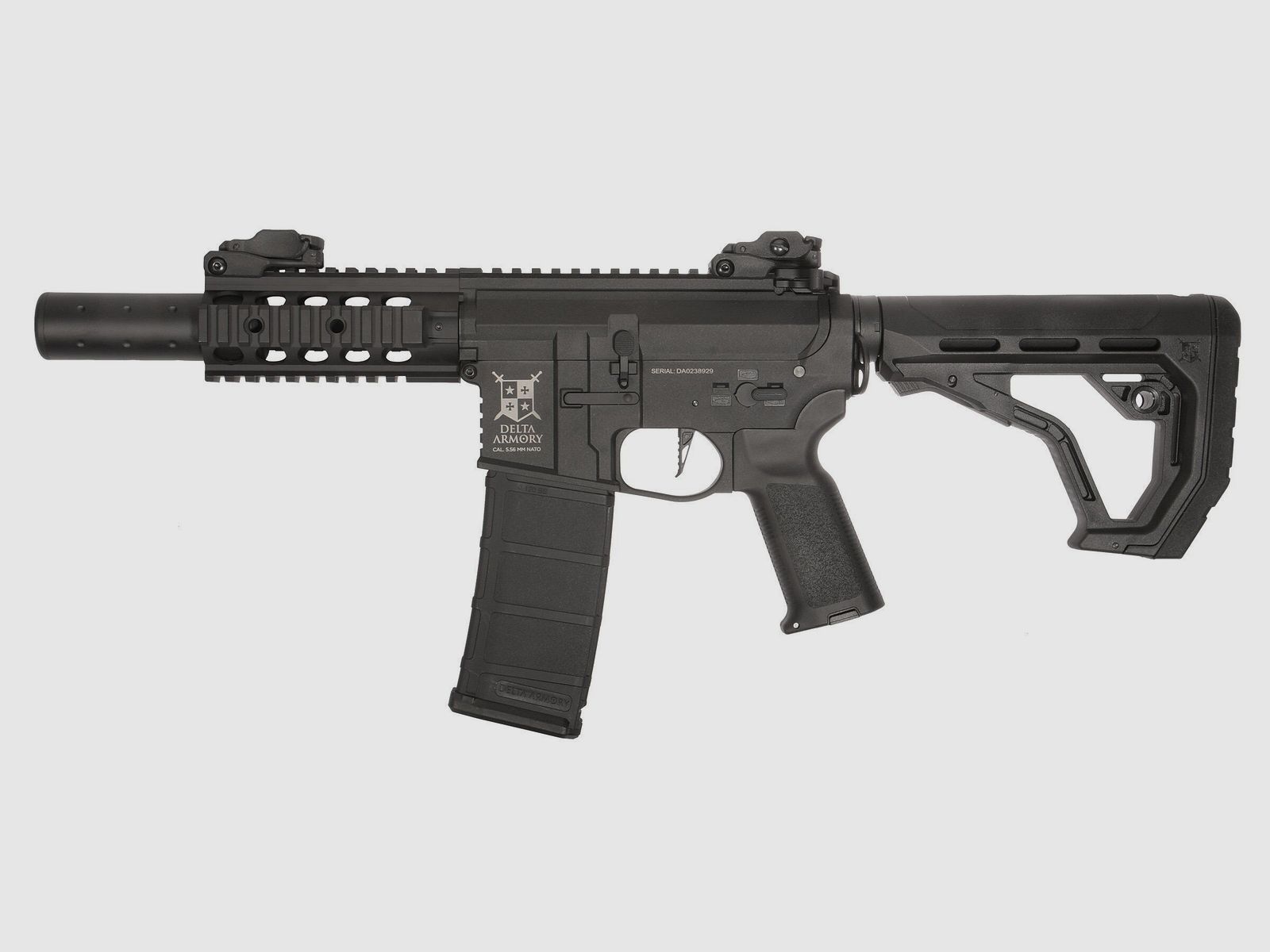 AR15 SilentOps CQB BRAVO EAGLE ETU Schwarz AEG Softair Gewehr max. 0,5J | Delta Armory