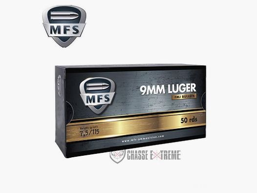 50 Patronen MFS 115Gr Kal. 9x19 FMJ DTX