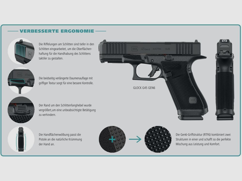 Glock Semi-Automatic Pistol GLOCK Pistol G49 Gen6, OR, FS, 9 mm Luger, Standard Crossover