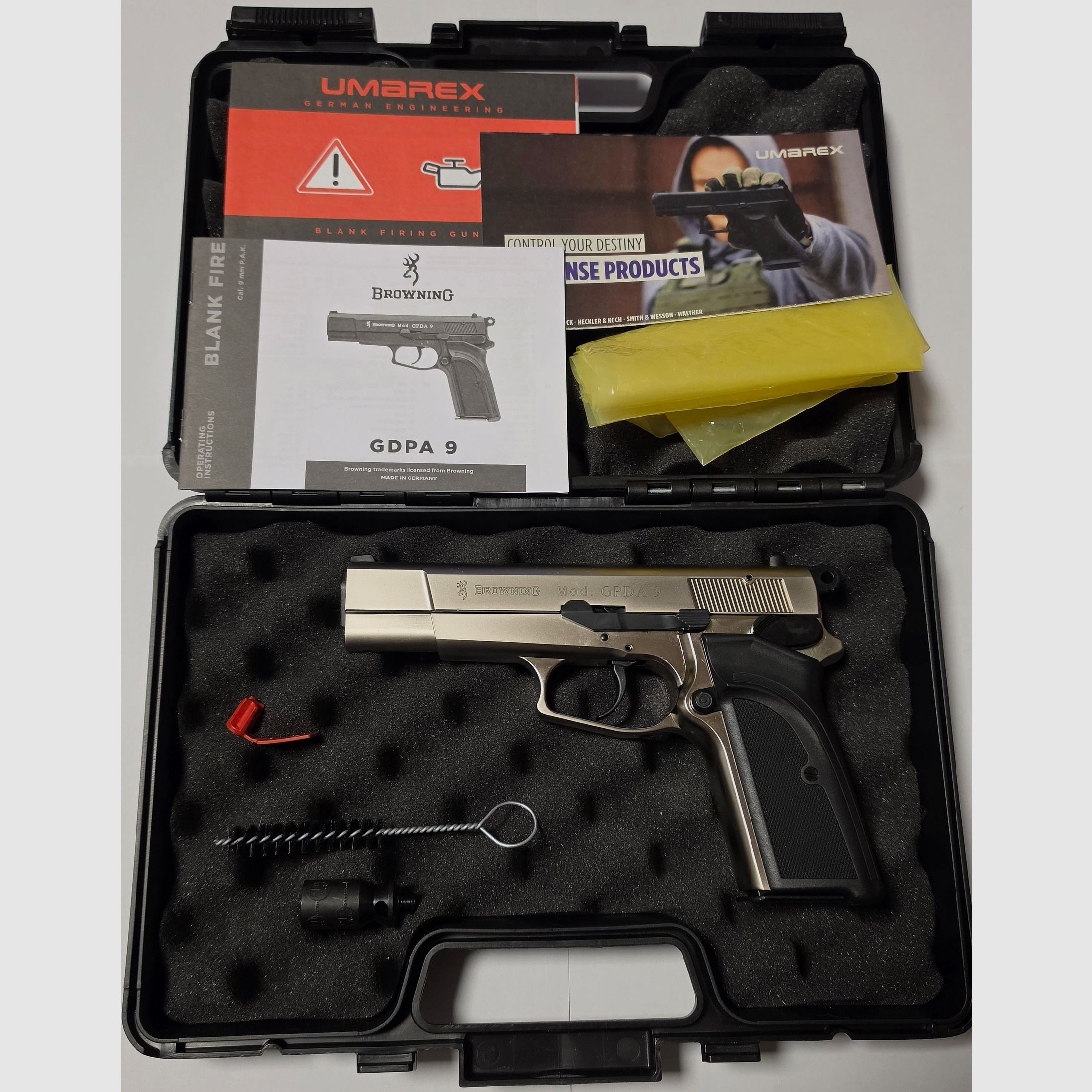 Browning GPDA9 Nickel 9mm PAK blank firing pistol, image 1 of 4