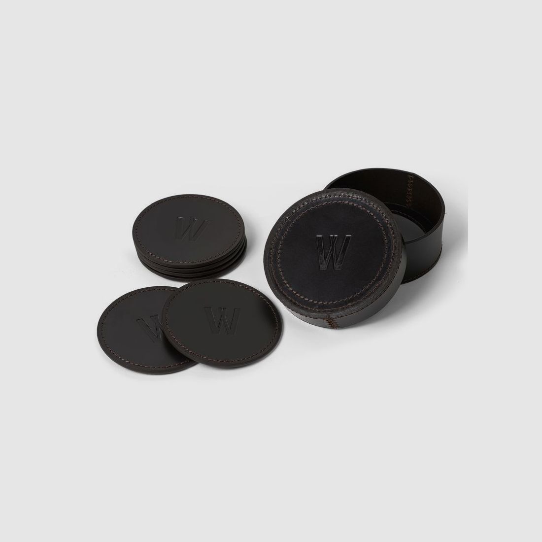 Hunter's leather coaster Odin 6x dark brown