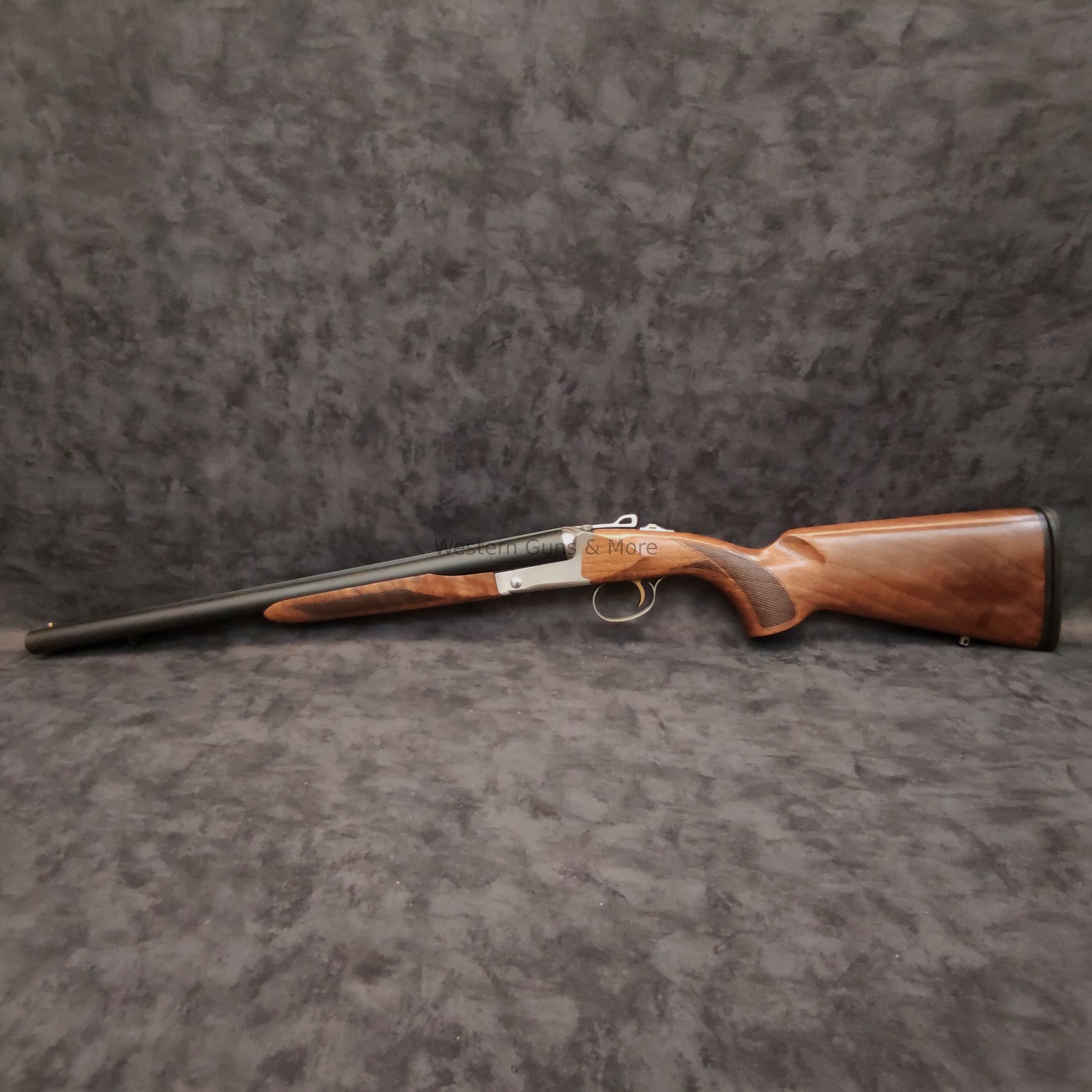 Escopeta de doble cañón AKKAR Churchill 512 plateada cal. 12/76 "Coachgun"