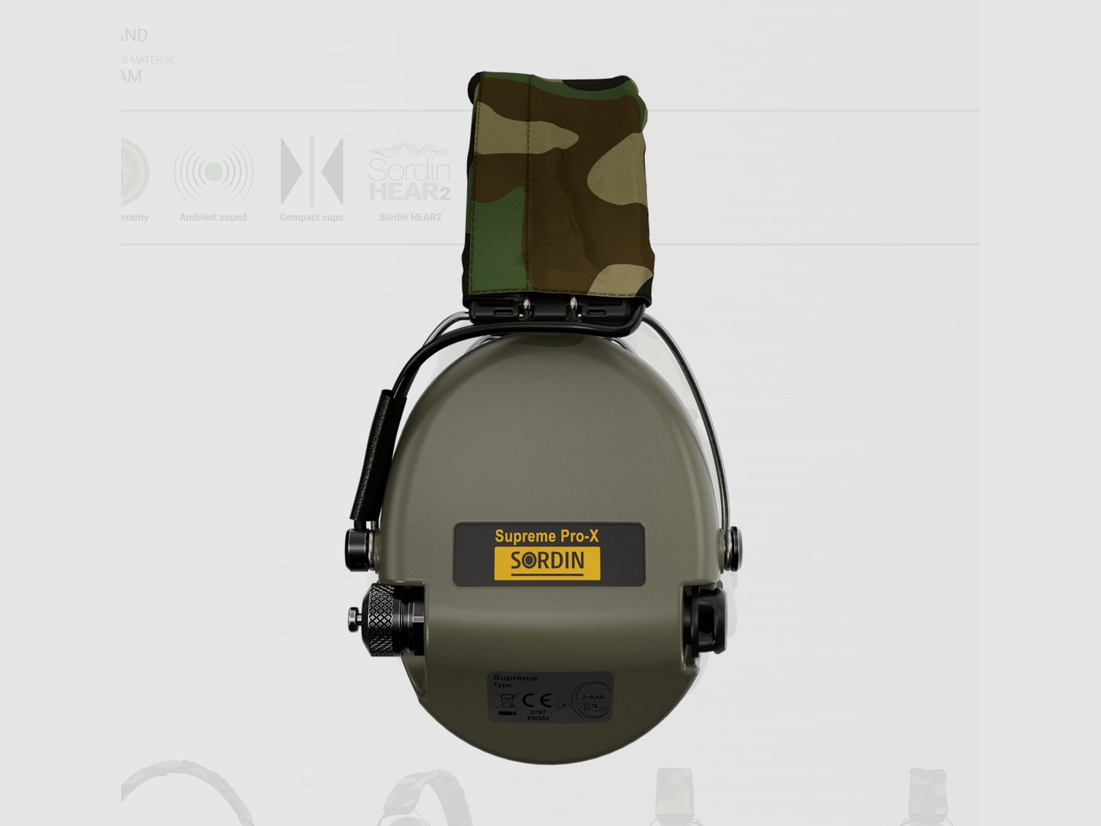 Sordin 75302-X-S Elektronischer Gehörschutz Supreme Pro X Headband Grün Camo