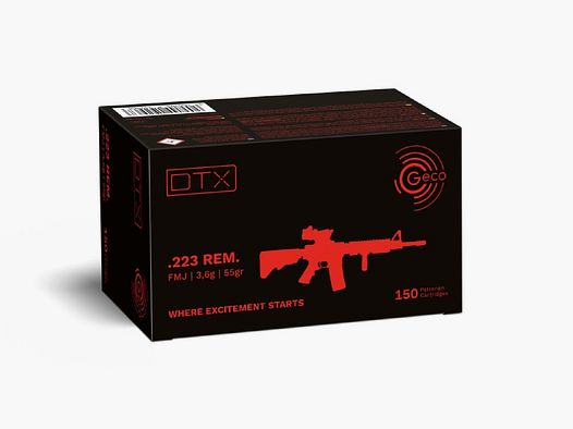 Geco DTX .223 Rem. 55GR FMJ 150 cartridges