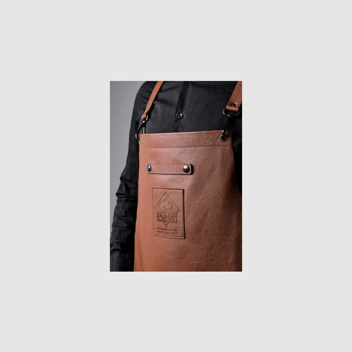 Tablier de cuisine et de barbecue, durable et robuste en cuir de vache couleur cognac