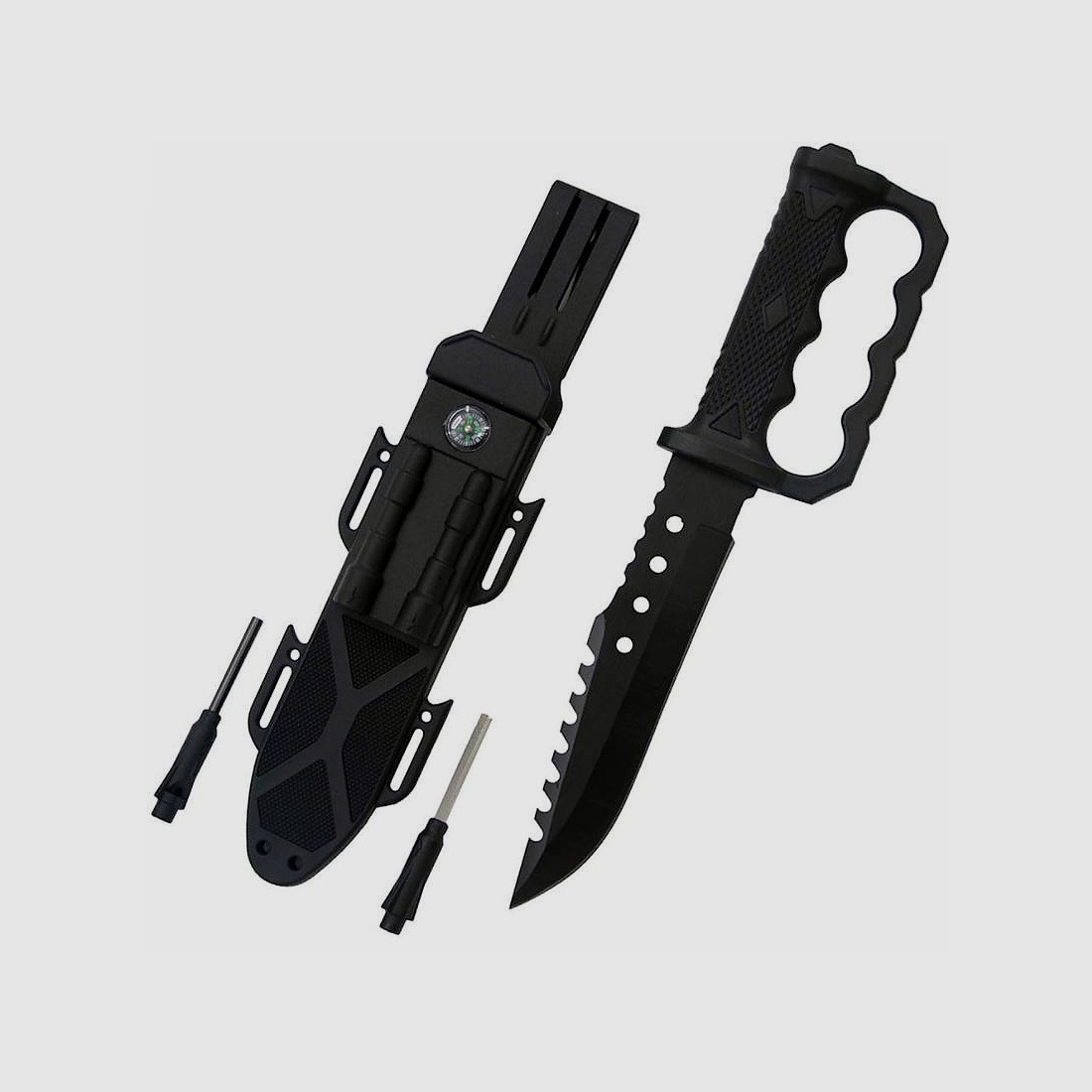 Survival knife with sharpening kit survival knife