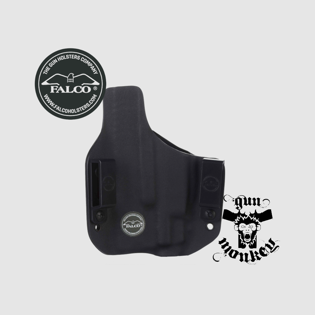 Kabura Falco OWB do GLOCK 19 GEN 5 + Olight BALDR Mini, praworęczna, mocowanie na pas 1,5"/40mm, Kydex, czarna mod.(C901 L 2021), zdjęcie 2 z 3