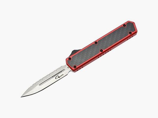 Golgoth G11BS3 rotes Automatikmesser OTF D2 Dolchklinge mit einseitiger Wellenschliff