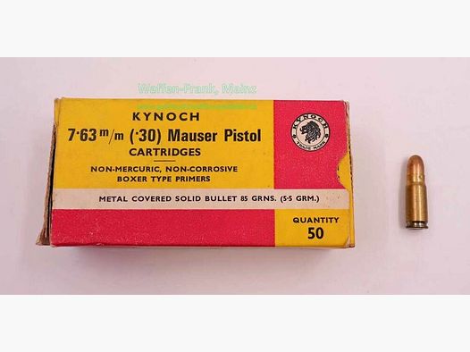 Kynoch, Inglaterra munición para pistolas 7,63 Mauser