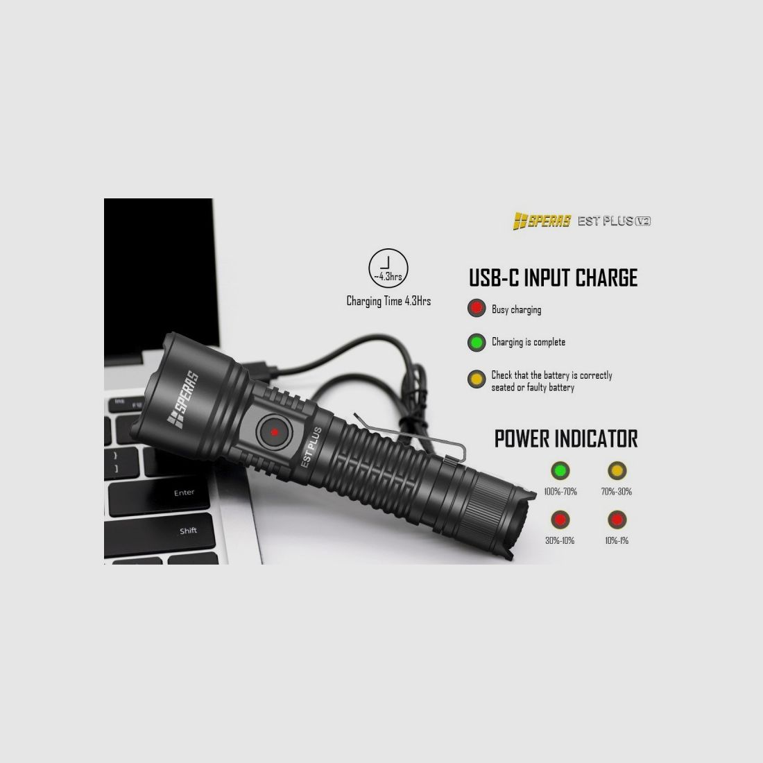 LED-Taschenlampen-KIT 2100 LUMEN mit Lichtstrahl bis zu 726M, Bild 9 von 10