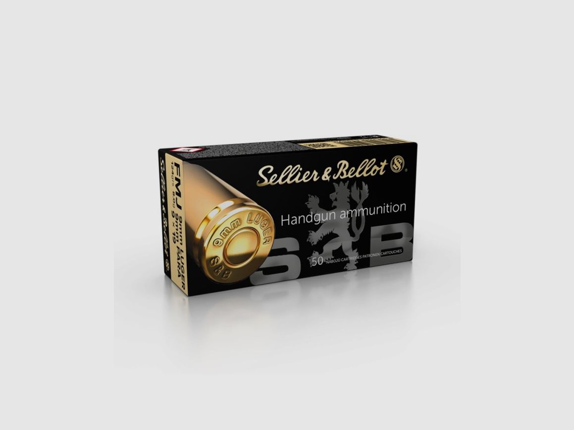Sellier&Bellot FMJ 9x19 mm Vollmantelmunition 8,0 g/124gr (50 Stück)