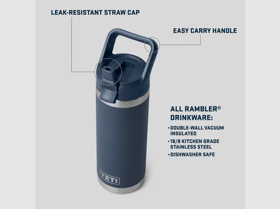 Rambler 26 oz (769 ml) Bottle w/Colour Matched Straw Cap - Yeti, image 5 sur 7