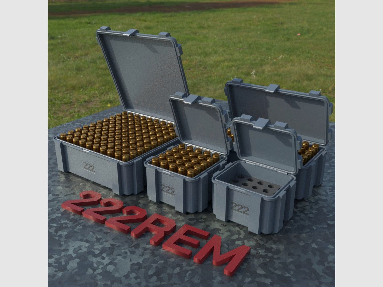Boîte à munitions Filamelt / .222 REM / 'couvercle rabattable' / boîte à cartouches, boîte à munitions
