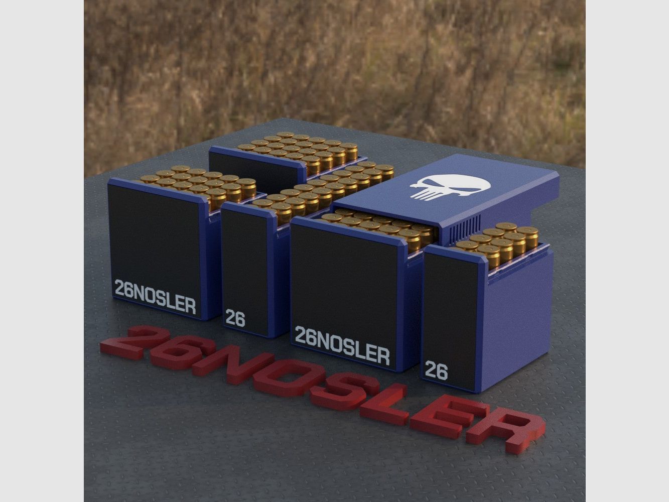 Filamelt Munitionsbox / Ammo Box .26 Nosler – Patronenbox für 50 Schuss, Made in Germany