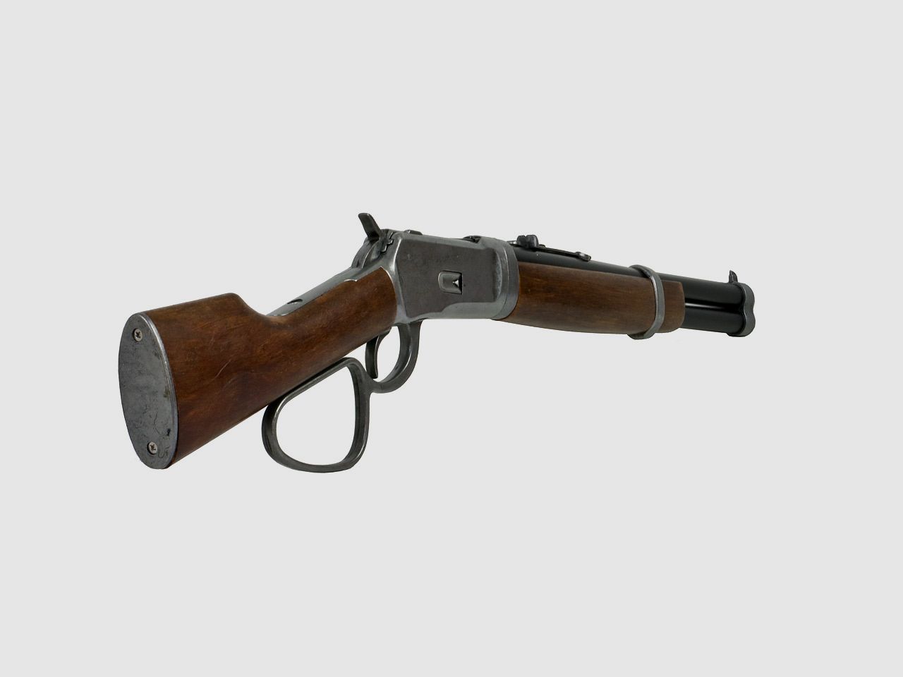 Deko Westerngewehr Kolser Winchester Mare's Leg 26 Zoll voll beweglich LĂ¤nge 67 cm altgrau