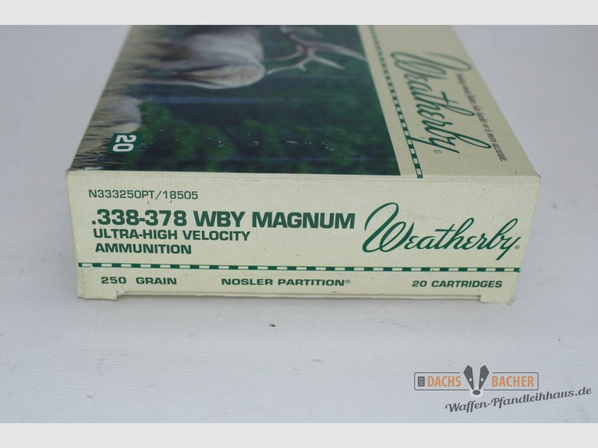 Weatherby .338-378 Wby Magnum 250gr. Nosler Partition 20 strzałów