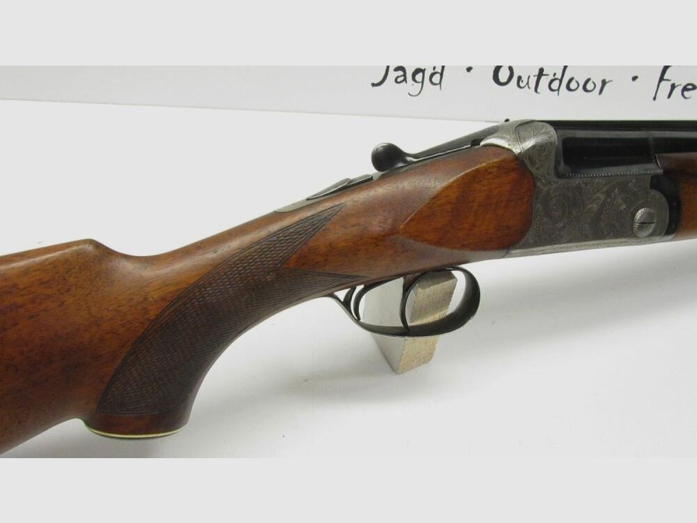Bockdoppelflinte A.S.L. Italien Kal. 16/70, gravierte Basküle, Ejektor, Dop 16/70